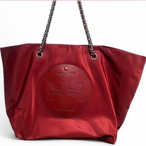 Tory Burch Scarlet Red Tote with Chain Straps